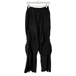 Fashion‎ Nova Jet Planes Trouser Pant Black Cargo Wide Leg Snap Detail NWT M